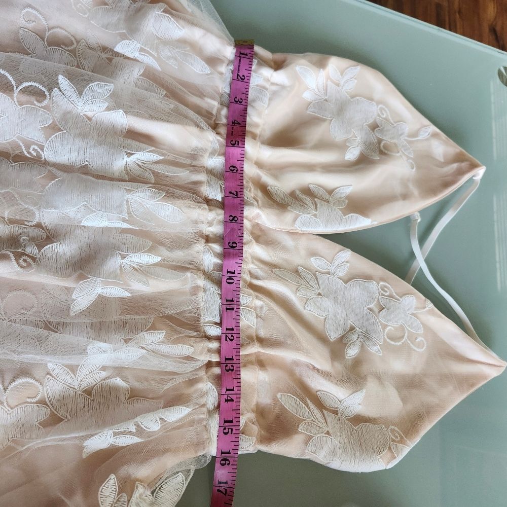 Boho Fairy Whimsical Tulle Flowy Floral Lace Bridal Gown Approximate Size Large - Picture 10 of 15